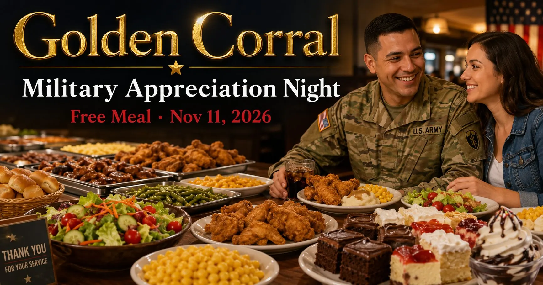 Golden Corral Military Appreciation Night free meal 2026