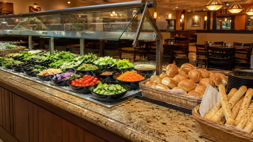 Why Is Golden Corral So Cheap? The Real Reason Behind the Low Price 2 Salad and bread station near the front of the Golden Corral buffet