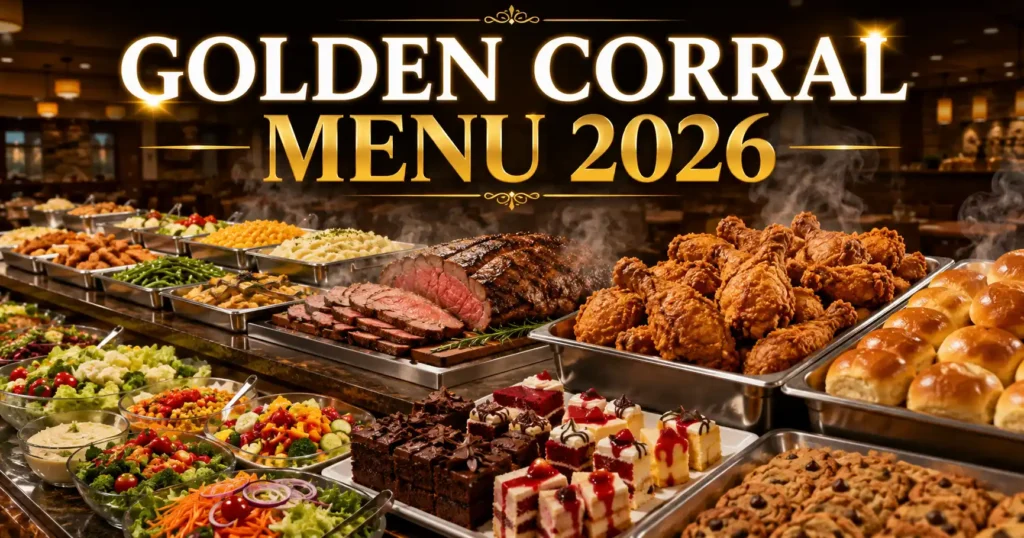 Golden Corral Menu With Prices 2026 (Full Item List) 1 Golden Corral menu 2026 buffet spread with prices